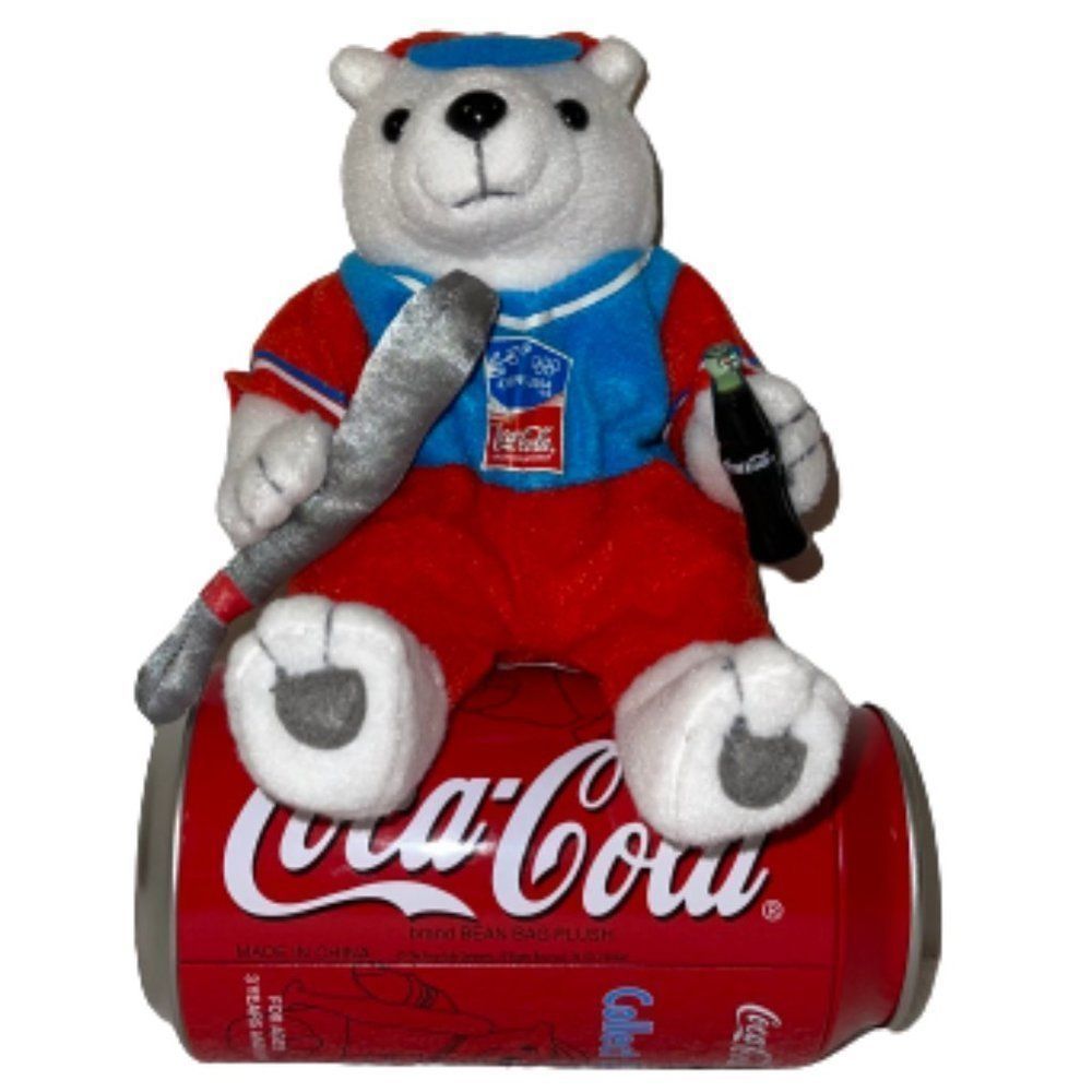 🆕Vintage Coca Cola Plush Polar Bear 2004 Athens Baseball